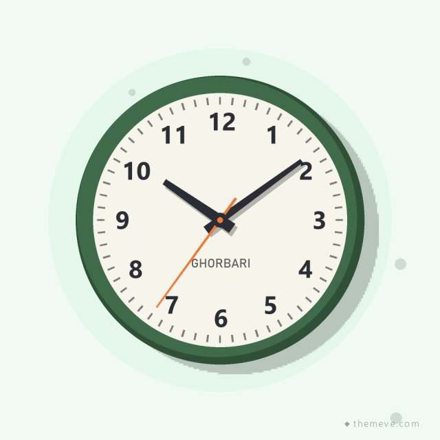 Ghorbari Kitchen 10″ Wall Clock Green